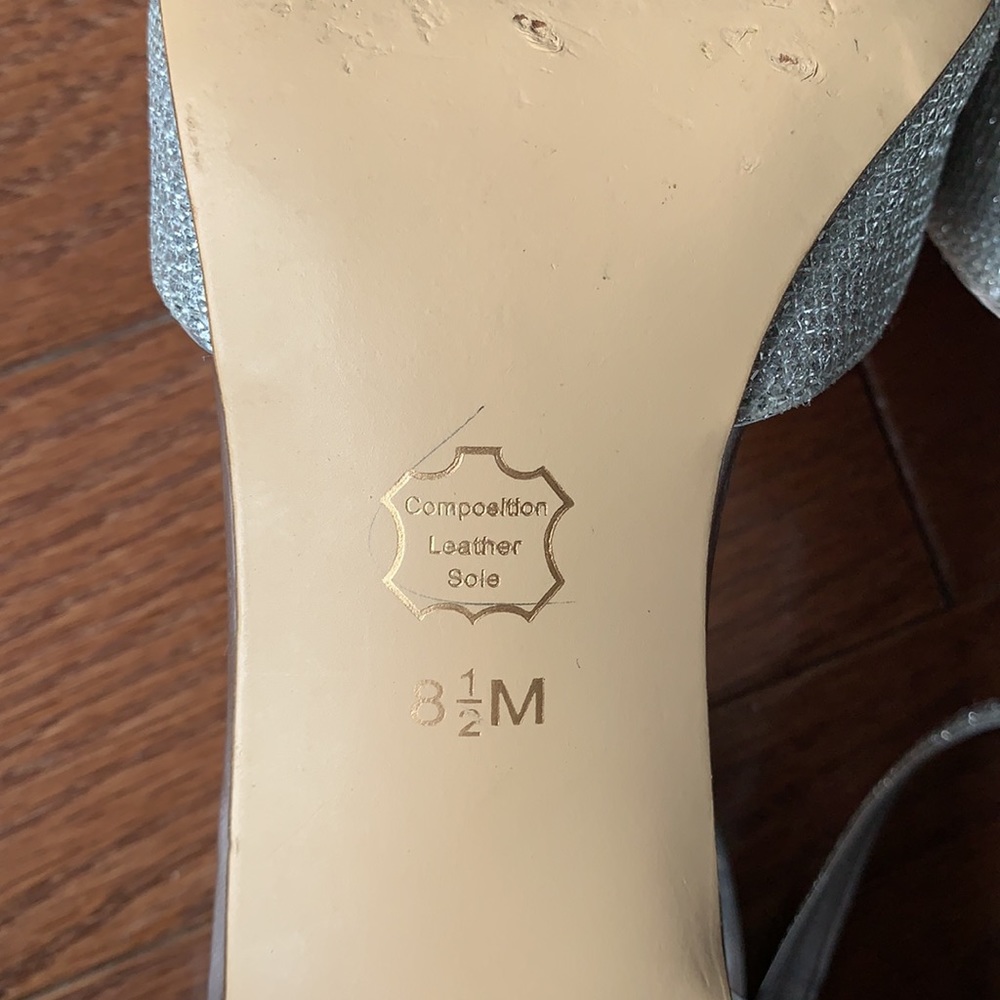 I. Miller Silver Glittery Ankle Strap Peep Toe Heels Prom Wedding Bridal 8.5 - Picture 13 of 16